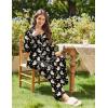 Ekouaer Women’s Classic Button Down Long Satin Silk Pajama Set(Black Teddy Moon)