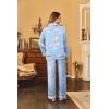 Ekouaer Women’s Classic Button Down Long Satin Silk Pajama Set(Blue Floral)