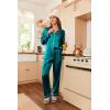 Ekouaer Women’s Classic Button Down Long Satin Silk Pajama Set(Blue Green)