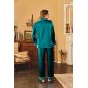 Ekouaer Women’s Classic Button Down Long Satin Silk Pajama Set(Blue Green)