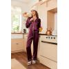 Ekouaer Women’s Classic Button Down Long Satin Silk Pajama Set(Burgundy)