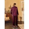 Ekouaer Women’s Classic Button Down Long Satin Silk Pajama Set(Burgundy)