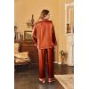 Ekouaer Women’s Classic Button Down Long Satin Silk Pajama Set(Caramel)