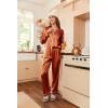 Ekouaer Women’s Classic Button Down Long Satin Silk Pajama Set(Caramel)