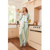 Ekouaer Women’s Classic Button Down Long Satin Silk Pajama Set(Celadon)
