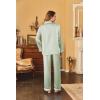Ekouaer Women’s Classic Button Down Long Satin Silk Pajama Set(Celadon)
