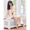 Ekouaer Women’s Classic Button Down Long Satin Silk Pajama Set(Champagne)