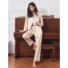 Ekouaer Women’s Classic Button Down Long Satin Silk Pajama Set(Champagne)