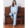 Ekouaer Women’s Classic Button Down Long Satin Silk Pajama Set(Clear Blue)
