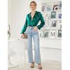 Ekouaer Women’s Classic Button Down Long Satin Silk Pajama Set(Deep Green)