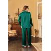 Ekouaer Women’s Classic Button Down Long Satin Silk Pajama Set(Deep Green)