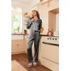 Ekouaer Women’s Classic Button Down Long Satin Silk Pajama Set(Deep Grey)