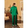 Ekouaer Women’s Classic Button Down Long Satin Silk Pajama Set(Green)
