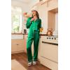 Ekouaer Women’s Classic Button Down Long Satin Silk Pajama Set(Green)