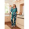 Ekouaer Women’s Classic Button Down Long Satin Silk Pajama Set(Green Floral)