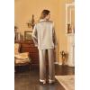 Ekouaer Women’s Classic Button Down Long Satin Silk Pajama Set(Khaki)