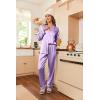 Ekouaer Women’s Classic Button Down Long Satin Silk Pajama Set(Lavender)