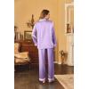 Ekouaer Women’s Classic Button Down Long Satin Silk Pajama Set(Lavender)