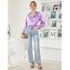 Ekouaer Women’s Classic Button Down Long Satin Silk Pajama Set(Lavender)