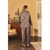Ekouaer Women’s Classic Button Down Long Satin Silk Pajama Set(Leopard)
