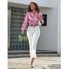 Ekouaer Women’s Classic Button Down Long Satin Silk Pajama Set(Lotus Color)