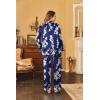 Ekouaer Women’s Classic Button Down Long Satin Silk Pajama Set(Navy Floral)