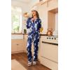 Ekouaer Women’s Classic Button Down Long Satin Silk Pajama Set(Navy Floral)