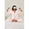 Ekouaer Women’s Classic Button Down Long Satin Silk Pajama Set(Pastel Pink)