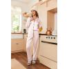 Ekouaer Women’s Classic Button Down Long Satin Silk Pajama Set(Pastel Pink)