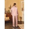 Ekouaer Women’s Classic Button Down Long Satin Silk Pajama Set(Pink)