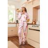 Ekouaer Women’s Classic Button Down Long Satin Silk Pajama Set(Pink Floral)