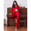 Ekouaer Women’s Classic Button Down Long Satin Silk Pajama Set(Red)