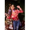 Ekouaer Women’s Classic Button Down Long Satin Silk Pajama Set(Red Chirstmas Pattern)