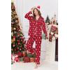 Ekouaer Women’s Classic Button Down Long Satin Silk Pajama Set(Red Chirstmas Teddy)