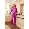 Ekouaer Women’s Classic Button Down Long Satin Silk Pajama Set(Rose)