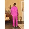 Ekouaer Women’s Classic Button Down Long Satin Silk Pajama Set(Rose Leopard)