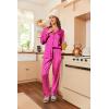 Ekouaer Women’s Classic Button Down Long Satin Silk Pajama Set(Rose Leopard)