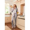 Ekouaer Women’s Classic Button Down Long Satin Silk Pajama Set(Silver)