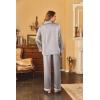 Ekouaer Women’s Classic Button Down Long Satin Silk Pajama Set(Silver)