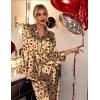 Ekouaer Women’s Classic Button Down Long Satin Silk Pajama Set(Teddy Head Leopard)