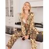 Ekouaer Women’s Classic Button Down Long Satin Silk Pajama Set(Teddy Head Leopard)