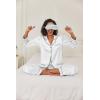Ekouaer Women’s Classic Button Down Long Satin Silk Pajama Set(White)