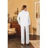 Ekouaer Women’s Classic Button Down Long Satin Silk Pajama Set(White)