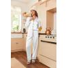 Ekouaer Women’s Classic Button Down Long Satin Silk Pajama Set(White)