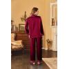 Ekouaer Women’s Classic Button Down Long Satin Silk Pajama Set(Wine Red)