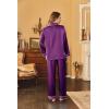 Ekouaer Women’s Classic Button Down Long Satin Silk Pajama Set(Wineberry)