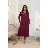 Ekouaer Women’s Long Sleeve Nightgown Full Length Pajama Dress with Pockets V Neck Nightshirts Lace Trim Sleepwear(Wine Red)