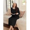 Ekouaer Women’s Long Sleeve Nightgown Long Sleepshirt Henley Nightgowns Full Length Sleep Dress with Pockets S-3XL(Black)