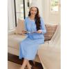 Ekouaer Women’s Long Sleeve Nightgown Long Sleepshirt Henley Nightgowns Full Length Sleep Dress with Pockets S-3XL(Blue)