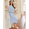 Ekouaer Women’s Long Sleeve Nightgown Long Sleepshirt Henley Nightgowns Full Length Sleep Dress with Pockets S-3XL(Blue Floral)